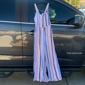 5 Button Front Tie Tank Jumpsuit